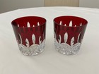 Waterford Crystal Lismore Red Double Old Fashion Tumblers Set Of 2 New Stickers