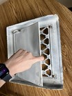 Antique Victorian Cast Iron Heat Grate Ornate  Diamond Pattern White   Green