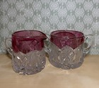 Eapg New Hampshire Maidens Blush Bent Buckle Sugar Bowl   Creamer Pitcher C 1903