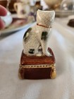 Vintage 1980s Fitz And Floyd Cat Trinket Box Crackle Aged Finish