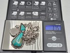 Vtg Navajo  Blue Turquoise Sterling Silver Five Stone Statement Necklace 23 
