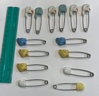 Lot Of Vintage Baby Diaper Pins Large Safety Pins Blue White Yellow