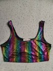Bear Dance Rainbow Shimmer Snake Print Crop Top Sports Bra Junior Size L
