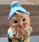 Vintage 1977 Hand Painted Glazed Ceramic Garden Gnome Elf Yard Decor 17   Tall