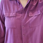 Purple Collared Button Pocket Tunic Blouse Rayon Polyester Long Sleeve Size M