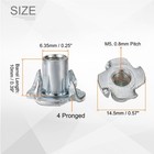 M5x10mm T-nuts 4 Pronged 0 57  X 0 39  Tee Nut Carbon Steel Fully Thread 50pcs