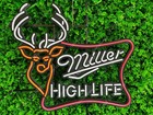 Vivid Led Miller Lite Beer High Life Deer Bar 24 x22  Neon Sign Lamp With Dimmer