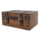 Wooden Chest Portable Vintage Distressed Multifunctional Wood Storage Trunk Cgnb