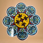 Lot 6 X Colorful Bohemian Ceramic Kitchen Trivets Scalloped Foam Backed  7 