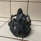 Cast Iron Double Frog Plant Holder Candle Holder Spi Vtg Patina