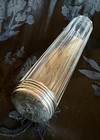 Antique Edwardian English Sterling Silver Lid Decagonal Long Glass Vanity Jar