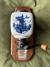 Vintage Deflt Blue Amsterdam Holland Coffee Grinder Handmade Painted Windmills 