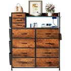 Bedroom Dresser 11 Fabric Drawers With Charging Station led Lights   Metal Frame