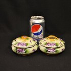 Nippon Dresser Set Powder   Hair Receiver 1911-1918 Hand Painted Violets W gold