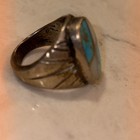 Vintage Native American Turquoise Opal Sterling Heavy Ring Size 9 Patina