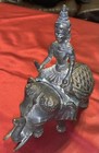 Vintage 1950s Asian Warrior Riding On Elephant Bronze Brass Sculpture Statue7