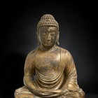 Daibutsu Kamakura Amida Buddha Bronze Statue On Wood Base 16 