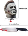 Michael Myers Mask W blood Knife 2 Pieces Set Scary Horror Cosplay Costume Prop