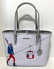 Michael Kors Jet Set Bright White  Mk Signature  Medium Carryall Travel Tote