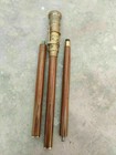 Brass Designer Handle Wooden Victorian Walking Stick Vintage Telescope Style