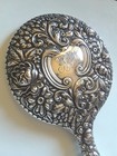 Gorham 1868-84 Hvy Repousse Floral Rococco Sterling Silver Hand Mirror   a  Beauty