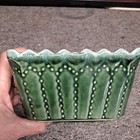 Vintage Cookson Pottery Rectangular Green Drip Glaze Planter Marked Cp-746 Usa