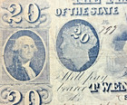 1857  20 Planters Bank State Georgia Savannah Obsolete Note Washington Damaged