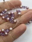 Vintage Sterling Silver Pink Creamy Pearl   Faceted Lilac Crystal Necklace 16   