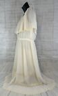 Morton Myles Women Ivory Pleated Vtg Maxi Dress Size 8 Boho Peasant Lace 1980   s
