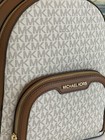 Michael Kors Jaycee Medium Zip Pocket Backpack Bag Tote Mk Vanilla Logo Leather