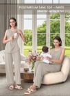 Rnxrbb Nursing Pajamas Robe Set Postpartum Pjs For Medium  Beige