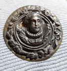 Large Vintage Antique Metal Picture Button Lady Queen 