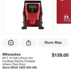 Milwaukee 2475-20 M12 12 Volt Cordless Compact Inflator  brand New  Bare Tool