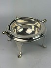 Vintage English Silver Plated Caviar Domed Dish Glass Liner Engraved Chased Top