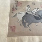 Han Kan Antique Chinese Tapestry Two Horses And A Groom Picture Frame Vtg Art