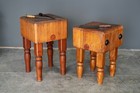2 Antique Butcher Block Tables Kitchen Island Counter Stand Maple Vintage