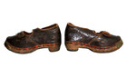 1920s Antique Mary Jane Leather Child Tap  Shoes No Buttons Cleats On Bottom