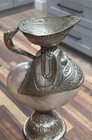 Old Vintage Silver Mother Of Pearl Pitcher  Vase   Carafe  Unique Rare Find Art