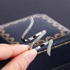 925 Sterling Silver Geometric Zircon Ring Irregular Wave Band Women Jewelry Gift