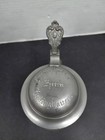 Vtg German Style Pewter Lidded Beer Stein Ornate Lid Cut Glass German Text 