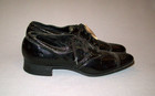 Old Antique Vtg C 1920s Deadstock Womens Edwardian Black Leather Shoes Size 5