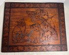Antique Flemish Art Cats Lot Of 3 Pyrography Wood Wall Plaque