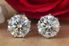 4 ct Round Cut Lab Created Solitaire Diamond Stud Earrings 14k White Gold Plated