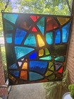 Vintage Architectural Stained Glass  Window Hanging Suncatcher 