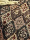 Vtg Pier 1 Beaded Boho Tapestry Throw Blanket W  Fringe Gold Lining 50x60   