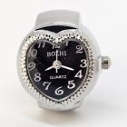 Love Ring Watch Women Analog Quartz Watch Black Dial Stretch Band Finger Watch