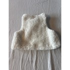 Tahari Faux Fur Vest Baby 12m White Excellent Toggle Button Gold Lining