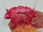 Hand Blown Fenton Glass Cranberry Basket- 9 h X 8 w Stunning Piece