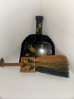 Vintage Dutch Toleware Dustpan Hand Painted Floral Matching Brush Broom Folk Art