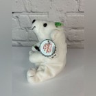 Coca-cola White Polar Bear Green Bow Bean Bag Plush Vintage 1997 New With Tags